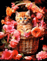 Без бренда «Рыжий котенок в корзине с цветами» в Петрозаводске в интернет-магазине  Без бренда «Рыжий котенок в корзине с цветами» в Петрозаводске