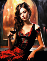 Без бренда «Обворожительная брюнетка с бокалом красного вина» в Петрозаводске