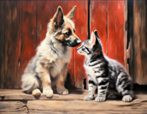 Без бренда «Знакомство котенка и щенка» в Петрозаводске в интернет-магазине  Без бренда «Знакомство котенка и щенка» в Петрозаводске