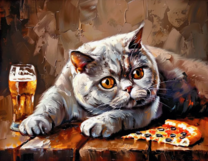 Задумчивый серый кот